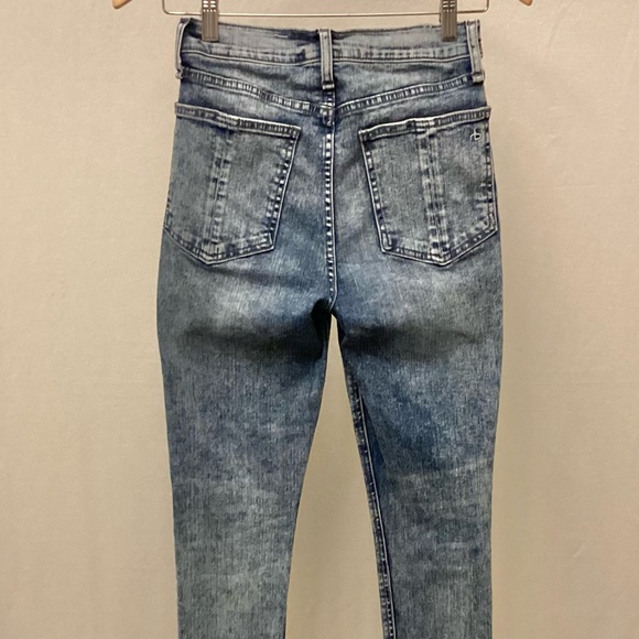 Rag & Bone 25 Nina High Rise Skinny Jeans Acid Wash Women’s Raw Hem Stretch - Picture 6 of 11